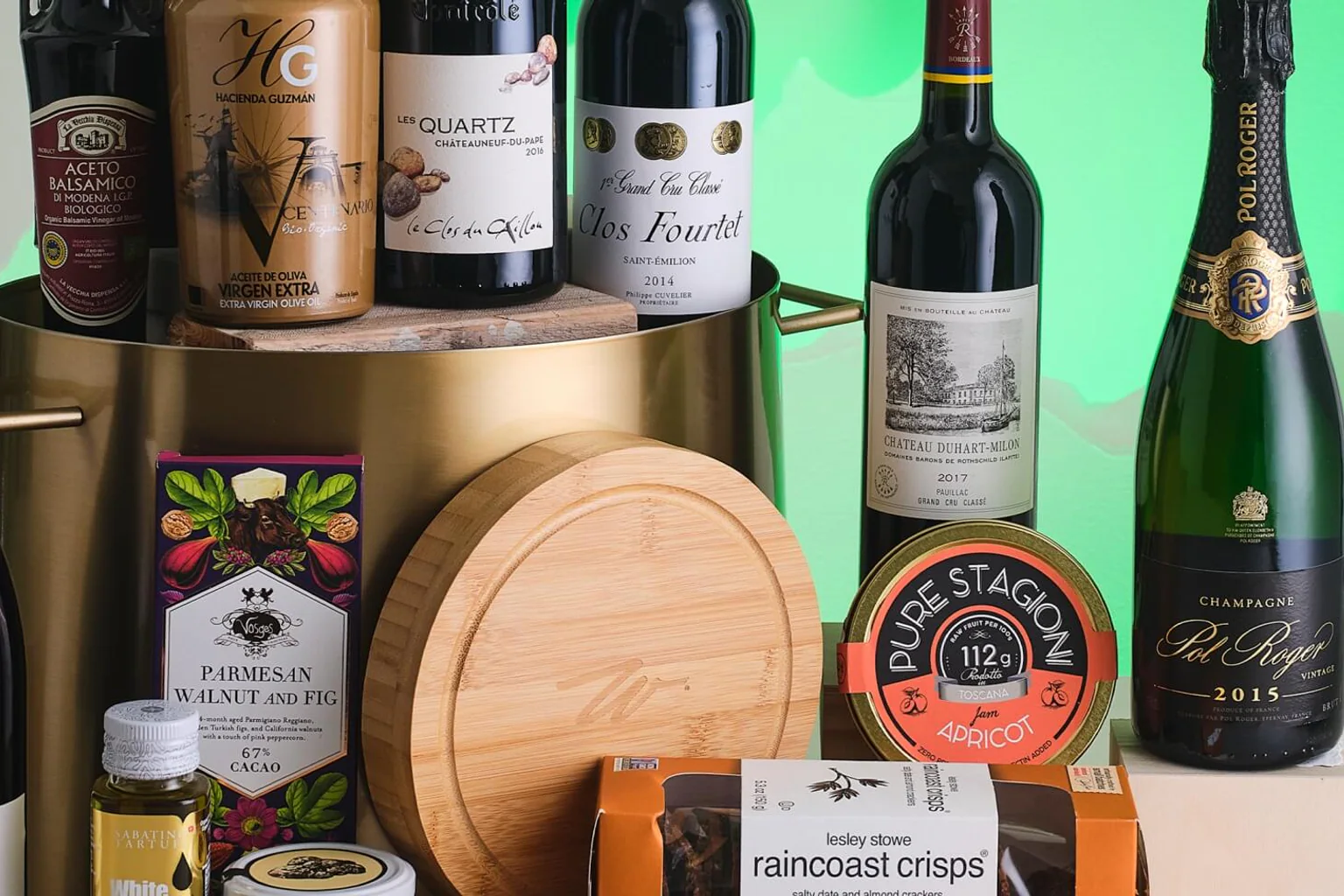Wine, cheese, and specialty goods selected by Wally’s Wine & Spirits.